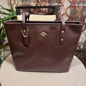 Coach Red-Brown Leather Tote Bag